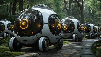 Futuristic spherical vehicles in nature