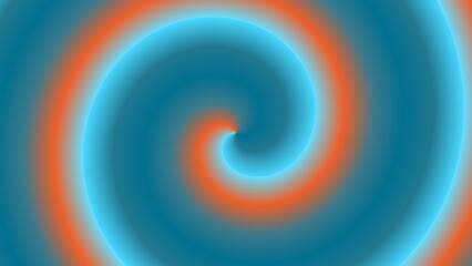Teal and orange hypnotic spiral abstract art