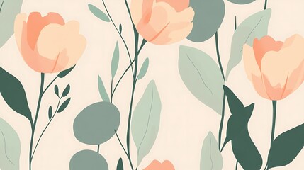 Peach tulips floral pattern design.