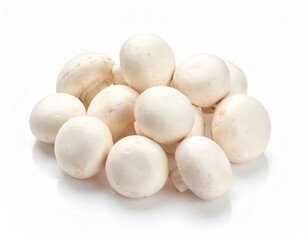 Pile of mushrooms over white background