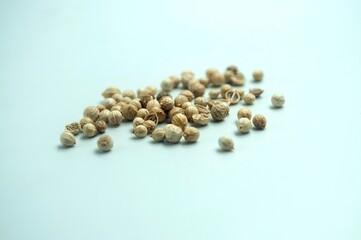 Close-up of Coriander kernels, suitable for food, snack, cinema, or healthy eating promotional use.