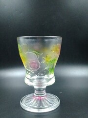 Elegant glass containing colorful liquor and fruit slices, ideal for beverage promotion and hospitality marketing.