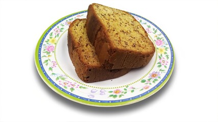 Delicious banana cake slices ideal for web content, culinary blogs, or bakery promotions.