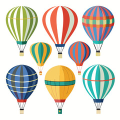 Obraz premium Nine classic Hot Air Balloon arranged on a white background.
