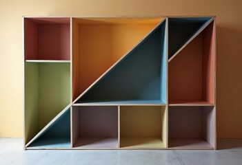 Abstract Colorful Shelf Structure with Modern Geometric Design