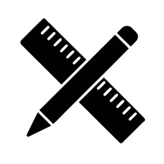 ruler and pencil solid icon