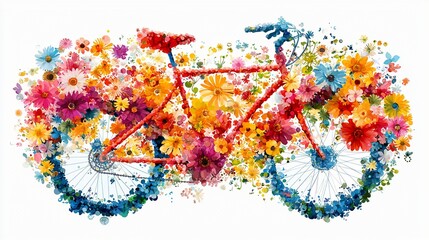 Fototapeta premium Bicycle adorned with flowers
