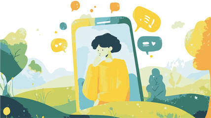 Conceptual Illustration Of Communication On Social Media And Networking Online In The Nature