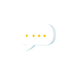 Fototapeta premium Minimalist 3D Speech Bubble Icon with Yellow Dots