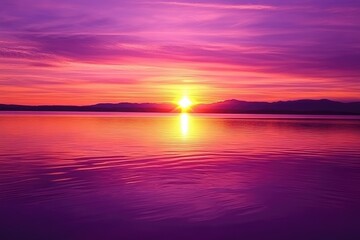 Obraz premium Vibrant sunset over tranquil water