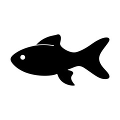 Simple solid black silhouette illustration of a generic fish on white background
