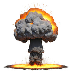 Explosion Impact: Massive Nuclear Detonation Fireball with Mushroom Cloud and Smoke – Visual Drama and Destruction in Chaotic Crisis Scene