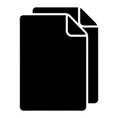 Two black documents with curled corners creating a layered graphic design