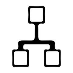 Obraz premium Black and white diagram representing a tree structure with three nodes