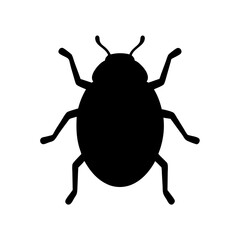 Silhouette of a black beetle on a white background, insect art