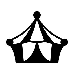Black and White Circus Tent Silhouette Graphic with a Rounded Top