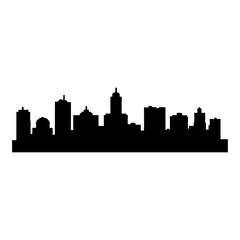 Silhouette of a Generic City Skyline with Skyscrapers and Various Buildings