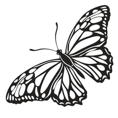 silhouette butterfly clipart on white background