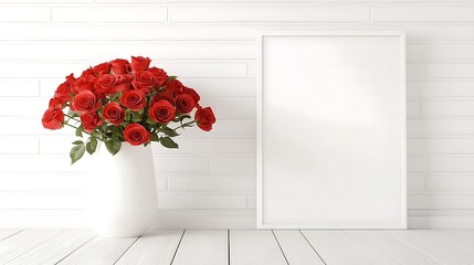 白い壁と赤い薔薇