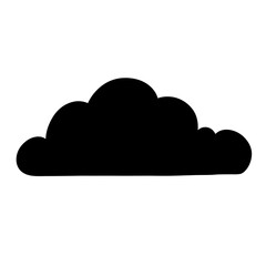 Simple Black Cloud Silhouette Against White Background, Vector Graphics Element