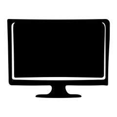 Computer Screen Silhouette Showing a Black Monitor on a White Background