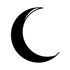Simple Crescent Moon Illustration in Black and White for Celestial Design