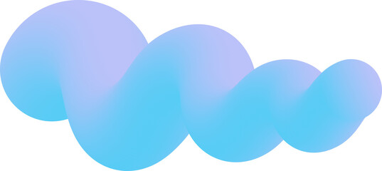 3D abstract blue gradient shape. Colored fluid wavy line. Bright blended holographic pipe. Swirl modern doodle stroke. Trendy vibrant element for creative poster