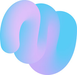 3D abstract blue gradient shape. Colored fluid wavy line. Bright blended holographic pipe. Swirl modern doodle stroke. Trendy vibrant element for creative poster