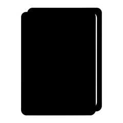Black silhouette of a closed book with rounded corners on white background