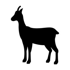 Silhouette of a majestic Chamois standing gracefully against a white backdrop