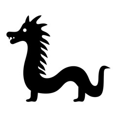 Fototapeta premium Stylized black dragon with spiky mane and small feet design