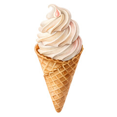 Watercolor Ice cream cone element set isolated on transparent background