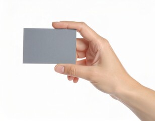 Hand holding an empty business card, mock up template