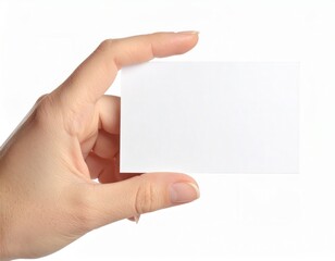 Hand holding an empty business card, mock up template