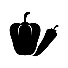 Silhouette of bell pepper and chili pepper suggesting spicy cooking ingredients