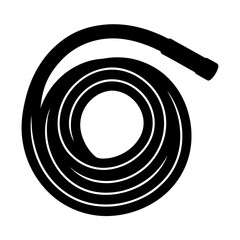 Black coiled hose illustration, simple silhouette of an equipment tool
