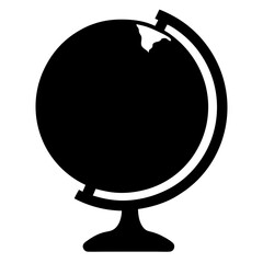 Silhouette of a classic world globe with a sturdy stand, representing geography