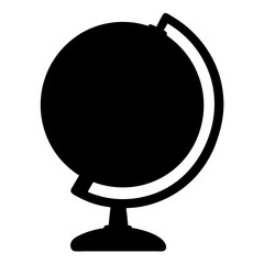 Black silhouette of a globe with a stand, representing geography studies