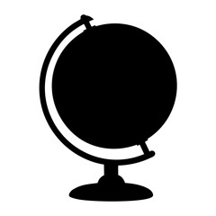 Silhouette of a classic globe on a stand, illustrating geography lessons