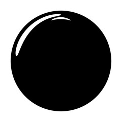 Shiny Black Sphere with a Subtle Highlight on a White Background