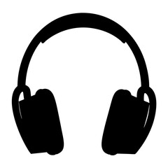 Silhouette of large over the ear headphones on a white background art
