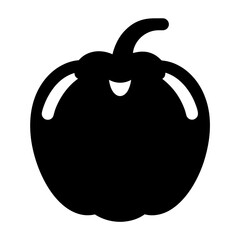 Stylized Black Silhouette of a Single Tomato with Stem and Lobes