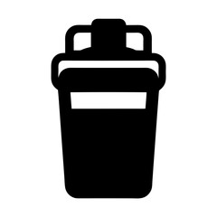 Black and White Silhouette of a Protein Shaker Bottle with Lid