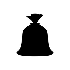 A Filled Sack Silhouette with Tied Top Isolated on White Background