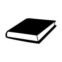 Simple Black and White Illustration of a Closed Book Lying Down