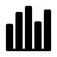 Simple Black and White Illustration of a Vertical Bar Graph Icon