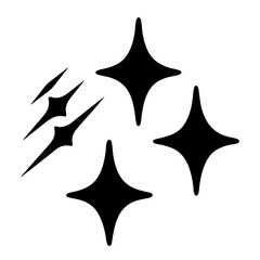 Group of Four Stars and Three Sharp Objects in Black and White