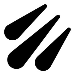 Three black elongated shapes appear to be falling in a slanted manner