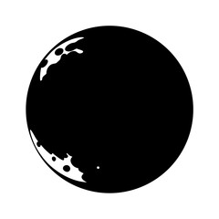 Black and White Moon Phase Representation with Crater Details and Lunar Surface