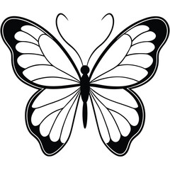 silhouette butterfly clipart on white background